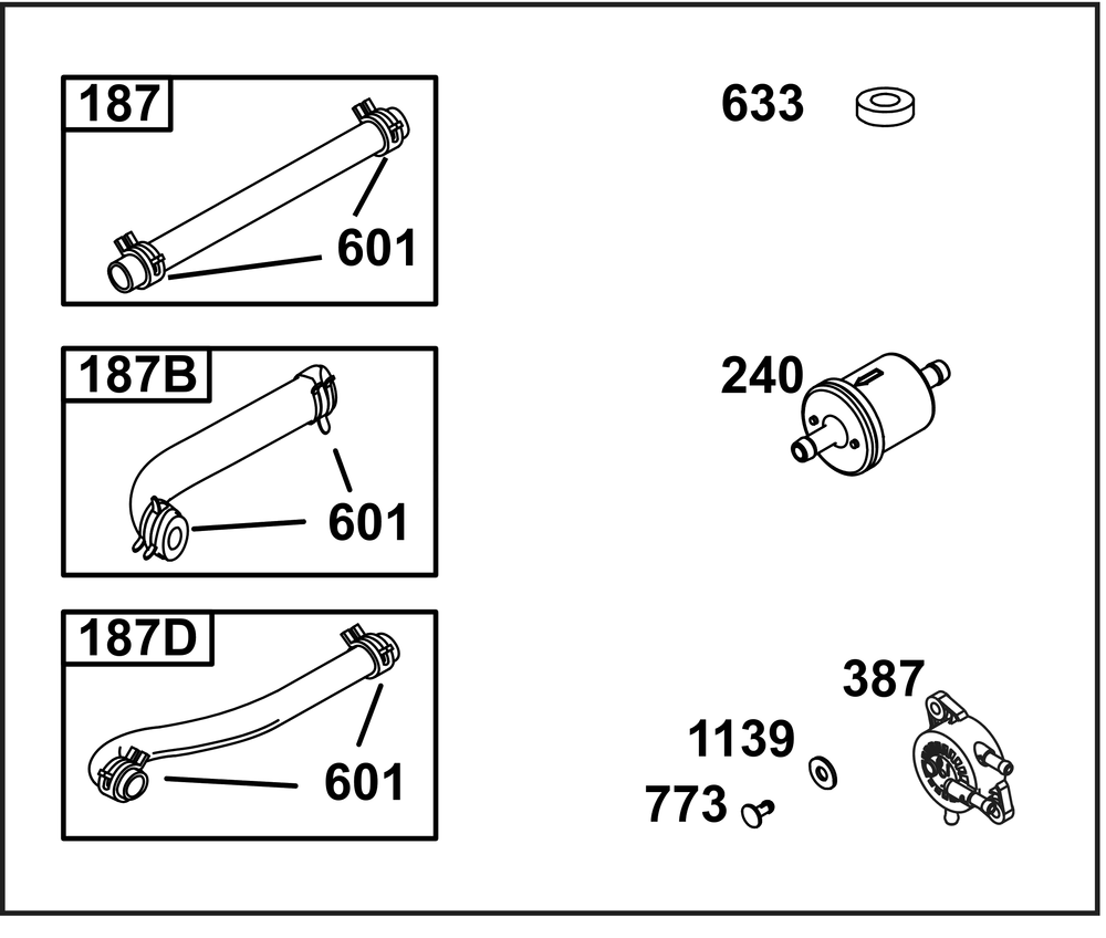 Fuel Supply Group Diagram and Parts List for 31Q507-0003-H5 200000 - 399999 Briggs and Stratton Engine